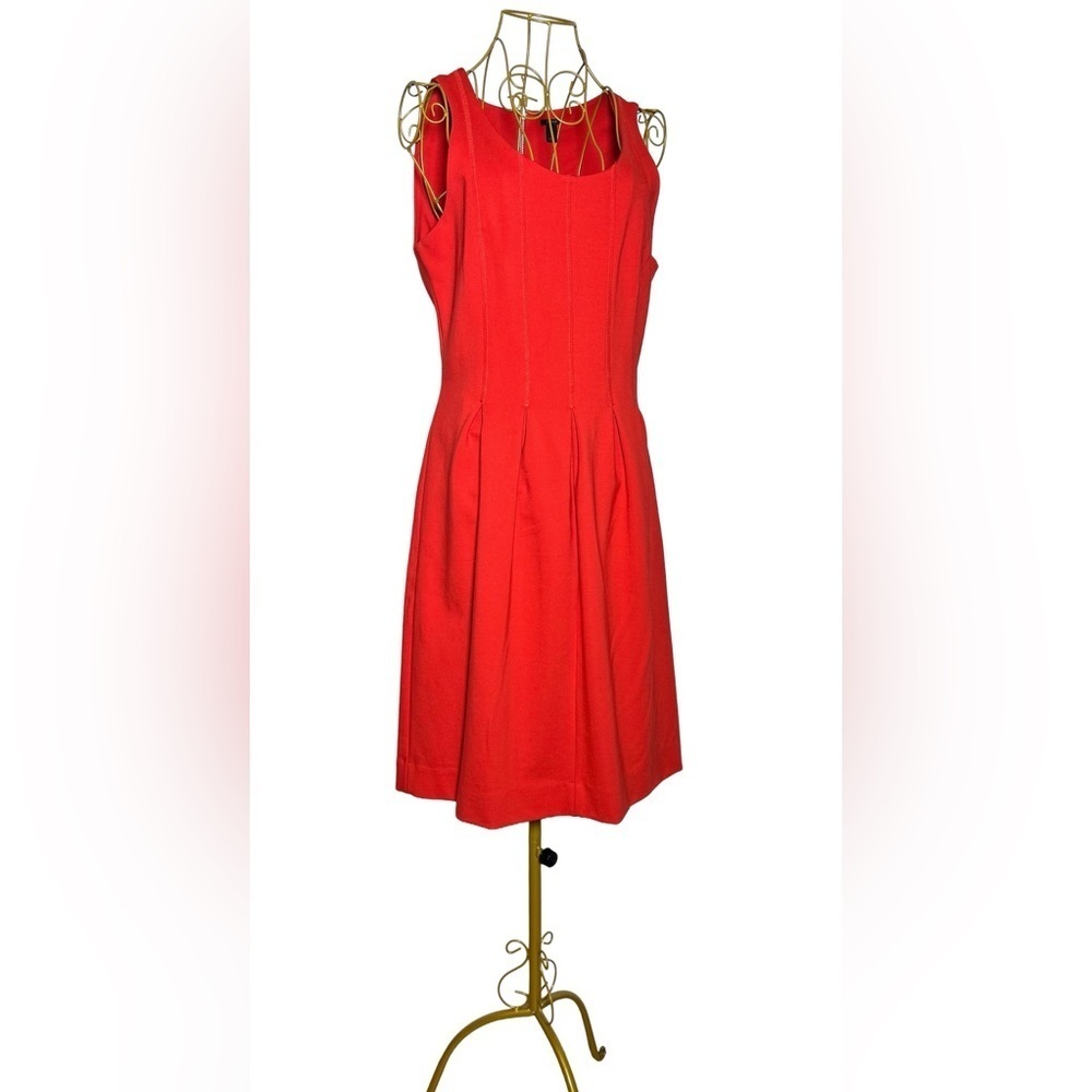 J. Crew Sleeveless Red A-Line Pleated Midi Dress with Seam Line Details, M (10)